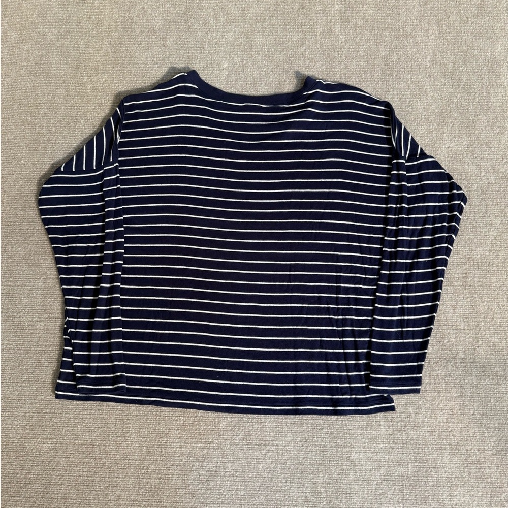 Cabi Ahoy Tee Navy & White Striped V Neck Long Sleeve Casual Nautical Top - S - Picture 6 of 6